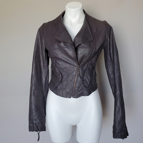 Anthropologie Elevenses Mysa Leather Moto Jacket Size XS - Picture 2 of 9